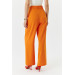 Pleated High Waist Palazzo Orange Women's Trousers