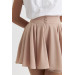 Pleat Detailed Powder Pink Short Skirt