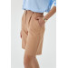 Pleated Bermuda Light Brown Women's Shorts