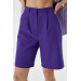 Pleated Bermuda Purple Women's Shorts