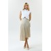 Pleated Midi Length Cream Women's Skirt