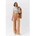 Pleated Palazzo Camel Women's Trousers