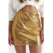 تنورة ميني نسائية مطرزة بالترتر لون ذهبي