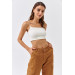 Straight Fit Cargo Light Brown Women's Trousers