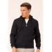 Süvari 3 Thread Hooded Zipper Navy Blue Sweatshirt