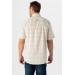 Süvari Loose Cut Patterned Pockets Full Cotton Beige Short Sleeve Men's Shirt