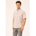 Süvari Loose Cut Red Patterned Pocket Full Cotton Men's Short Sleeve Shirt