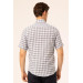 Loose Fit Short Sleeve Navy Blue Striped Check Shirt