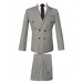 Gray Patterned Double Breasted Slim Fit Suit - Süvari