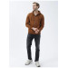 Süvari Hooded Zipper Collar Regular Fit Plain Brown Sweatshirt