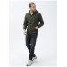 Süvari Hooded Zipper Collar Regular Fit Plain Green Sweatshirt