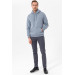 Hooded Collar Regular Fit Plain Light Blue Sweatshirt