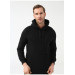 Hooded Collar Regular Fit Plain Black Sweatshirt