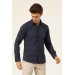 Navy Dobby Cuff Slim Fit/Narrow Fit Double Pattern Work Shirt Süvari