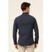 Navy Dobby Cuff Slim Fit/Narrow Fit Double Pattern Work Shirt Süvari