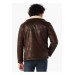 Süvari Slim Fit Shearling Faux Leather Brown Coat