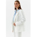 Single Button Blazer White Women's Jacket