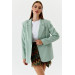 Single Button Blazer Mint Green Women's Jacket
