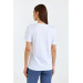 V Neck Short Sleeve White Women's T-Shirt