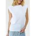 Padded Zero Sleeve White Women's T-Shirt