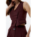 Fitted Double Breasted Burgundy Women's Vest