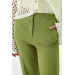 Slit Detailed Wide Leg Green Women's Trousers