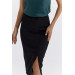 Slit Detailed Midi Black Pencil Skirt