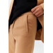 High Waist Camel Women's Fabric Trousers