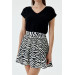 Zebra Patterned Black And White Short Skirt
