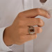 925 Sterling Silver Rectangle Stone Men's Ring