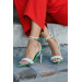 April Green Lace-Up Stone Women's Heeled Shoes