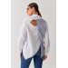 Back Window Detailed Linen Pocket White Shirt