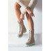 Avaley Nude Suede Lilac Green Tied Boots