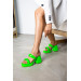 Cybill Green Patent Leather Inflatable Piping Platform Women's Slippers