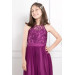 Lace Detailed Tulle Child Evening Dress Plum Mdv302