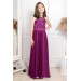 Lace Detailed Tulle Child Evening Dress Plum Mdv302