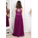 Lace Detailed Tulle Child Evening Dress Plum Mdv302