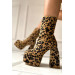 Dawn Women's Leopard Suede Platform Heeled Boots