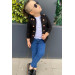 Boys Set Of Black Pants, Blouse And Jacket With Buttons