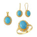 14 Karat Gold Set With Turquoise Stone 8.90 Grams