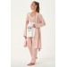 A Postpartum Pajama Set With A Soft And Elegant Morning Robe Consisting Of 3 Pieces