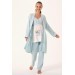 A Postpartum Pajama Set With A Soft And Elegant Morning Robe Consisting Of 3 Pieces