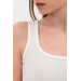 Women's White Waistband Camisole Ribbed Singlet