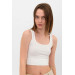 Women's White Waistband Camisole Ribbed Singlet