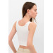 Women's White Waistband Camisole Ribbed Singlet