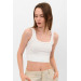 Women's White Waistband Camisole Ribbed Singlet