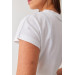Women's Plain White Straight Collar Basic Knitted T-Shirt
