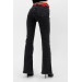 Women's Flare Belted Spanish Leg Black Lycra Jeans