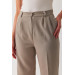 Women's Gray Front Pleated Loose Model Palazzo Fabric Trousers