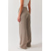 Women's Gray Front Pleated Loose Model Palazzo Fabric Trousers